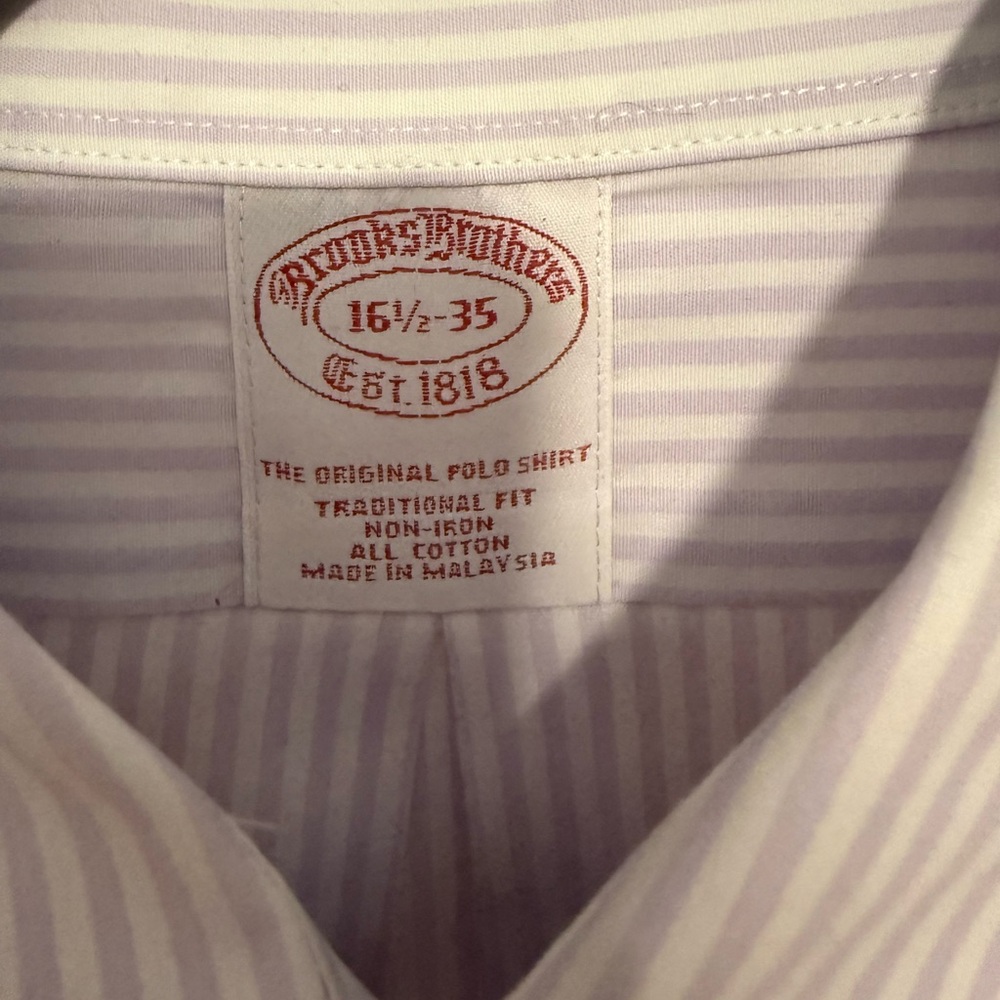 Brooks Brothers Lavender and White Striped Dress Shirt